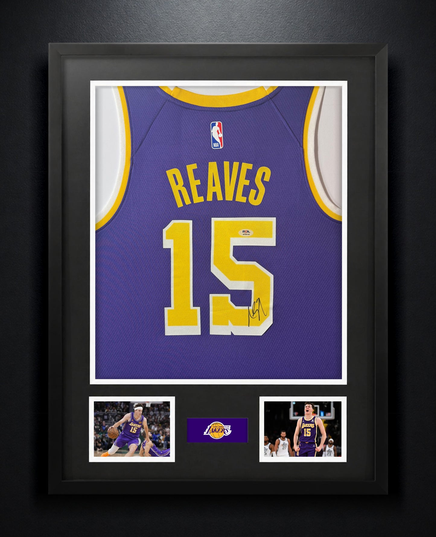 Austin Reaves Signed Los Angeles Lakers Nike Jersey Framed PSA COA - Photo of frame