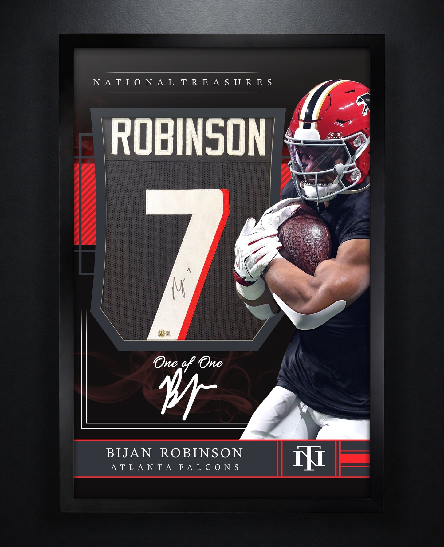 Bijan Robinson Signed Atlanta Falcons Jersey Framed Beckett COA - Photo of frame
