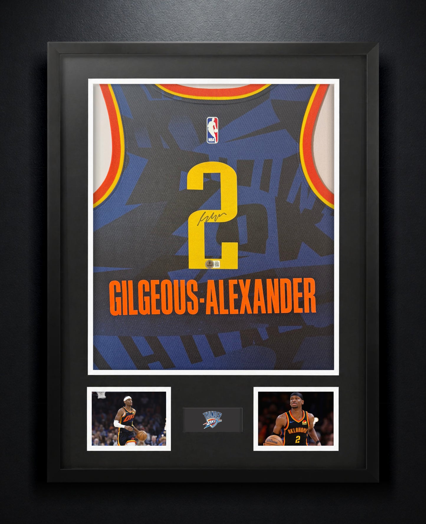 Shai Gilgeous-Alexander Signed Oklahoma City Thunder Nike Jersey Framed Beckett COA - Photo of frame