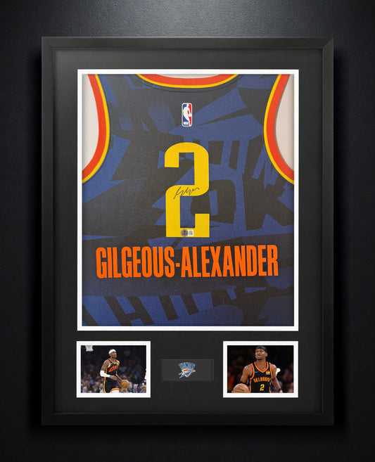 Shai Gilgeous-Alexander Signed Oklahoma City Thunder Nike Jersey Framed Beckett COA - Photo of frame