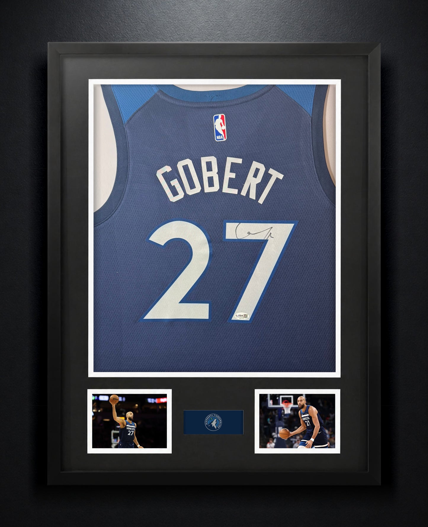 Rudy Gobert Signed Minnesota Timberwolves Nike Jersey Framed JSA COA - Photo of frame