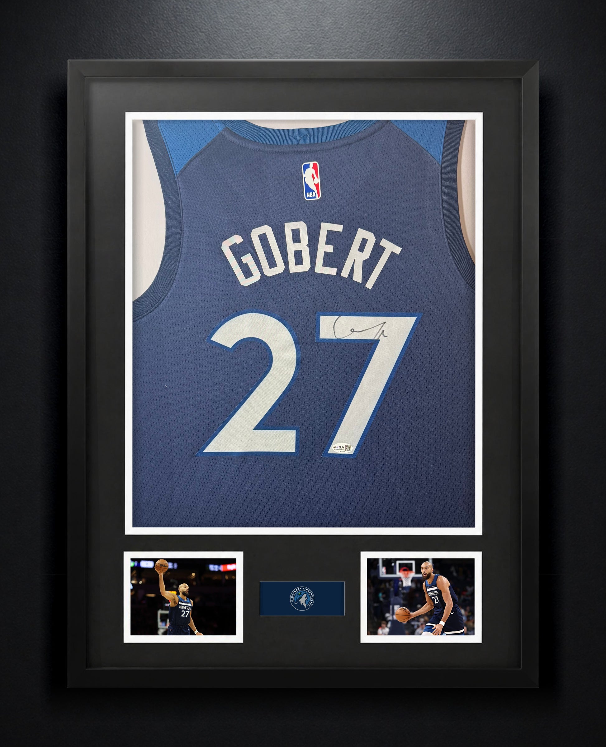 Rudy Gobert Signed Minnesota Timberwolves Nike Jersey Framed JSA COA - Photo of frame