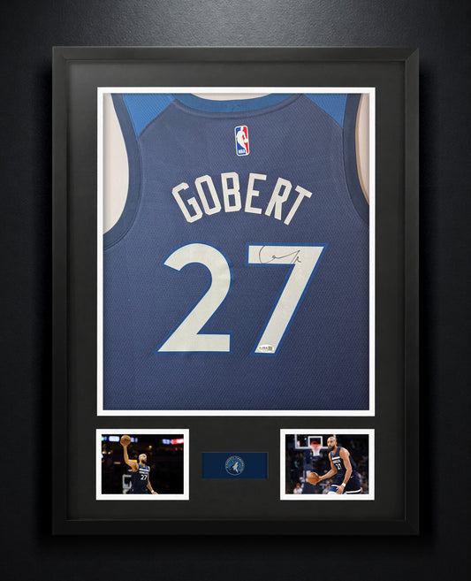 Rudy Gobert Signed Minnesota Timberwolves Nike Jersey Framed JSA COA - Photo of frame