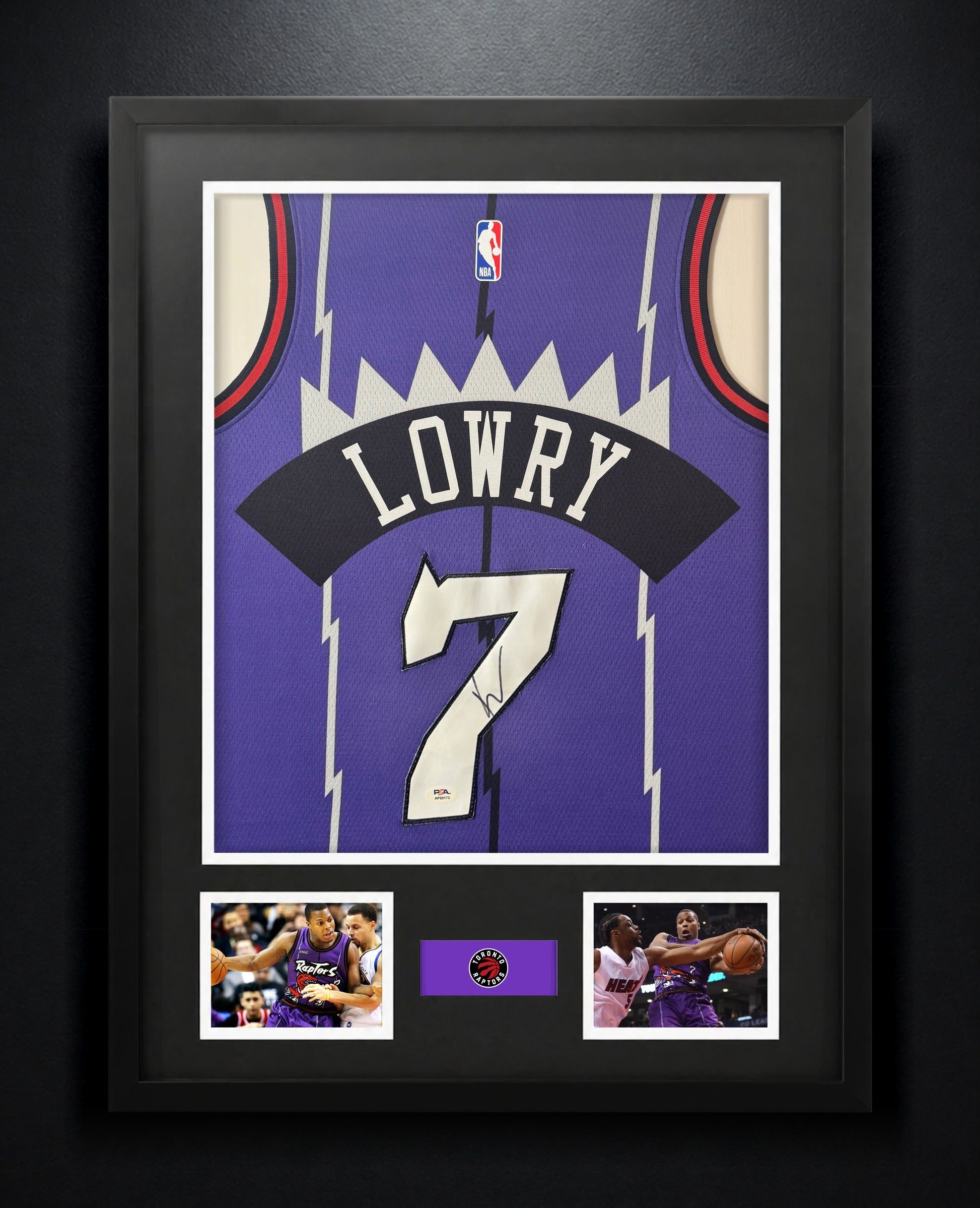Kyle Lowry Signed Toronto Raptors Mitchell & Ness Jersey Framed PSA COA - Photo of frame
