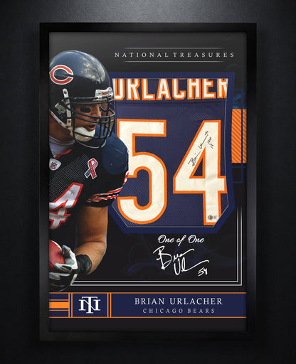 Brian Urlacher Signed Chicago Bears Jersey Framed Beckett COA INSCRIBED - Photo of frame