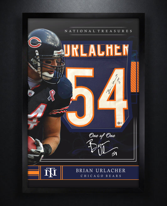 Brian Urlacher Signed Chicago Bears Jersey Framed Beckett COA INSCRIBED - Photo of frame