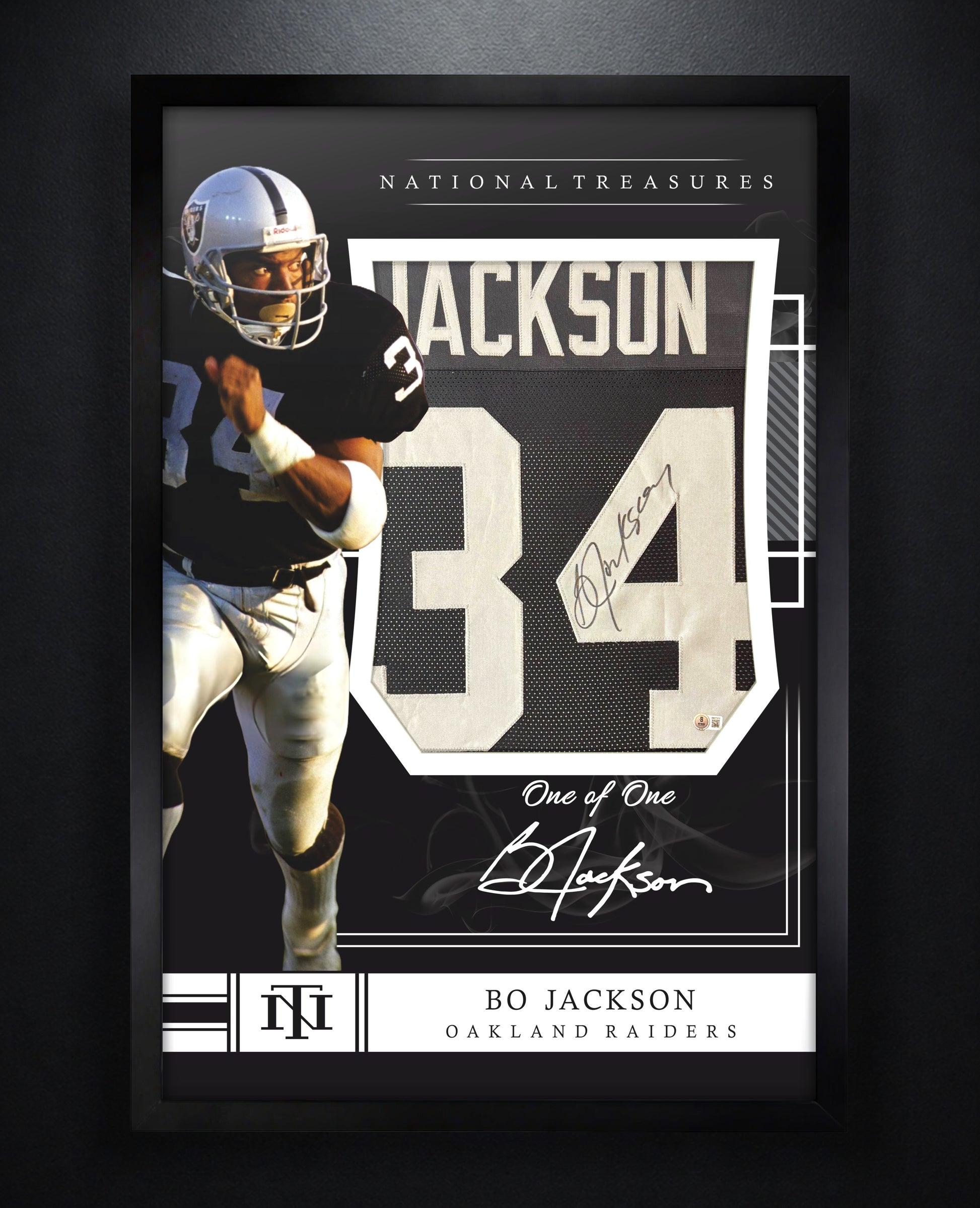 Bo Jackson Signed Oakland Raiders Jersey Framed Beckett COA - Photo of frame