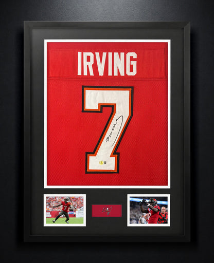 Bucky Irving Signed Tampa Bay Buccaneers Jersey Framed Beckett COA - Photo of frame