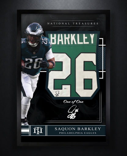 Saquon Barkley Signed Philadelphia Eagles Jersey Framed Beckett COA - Photo of frame