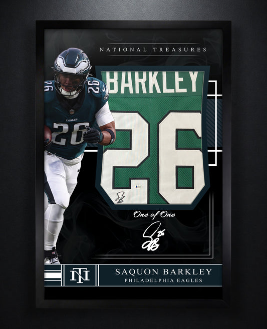 Saquon Barkley Signed Philadelphia Eagles Jersey Framed Beckett COA - Photo of frame