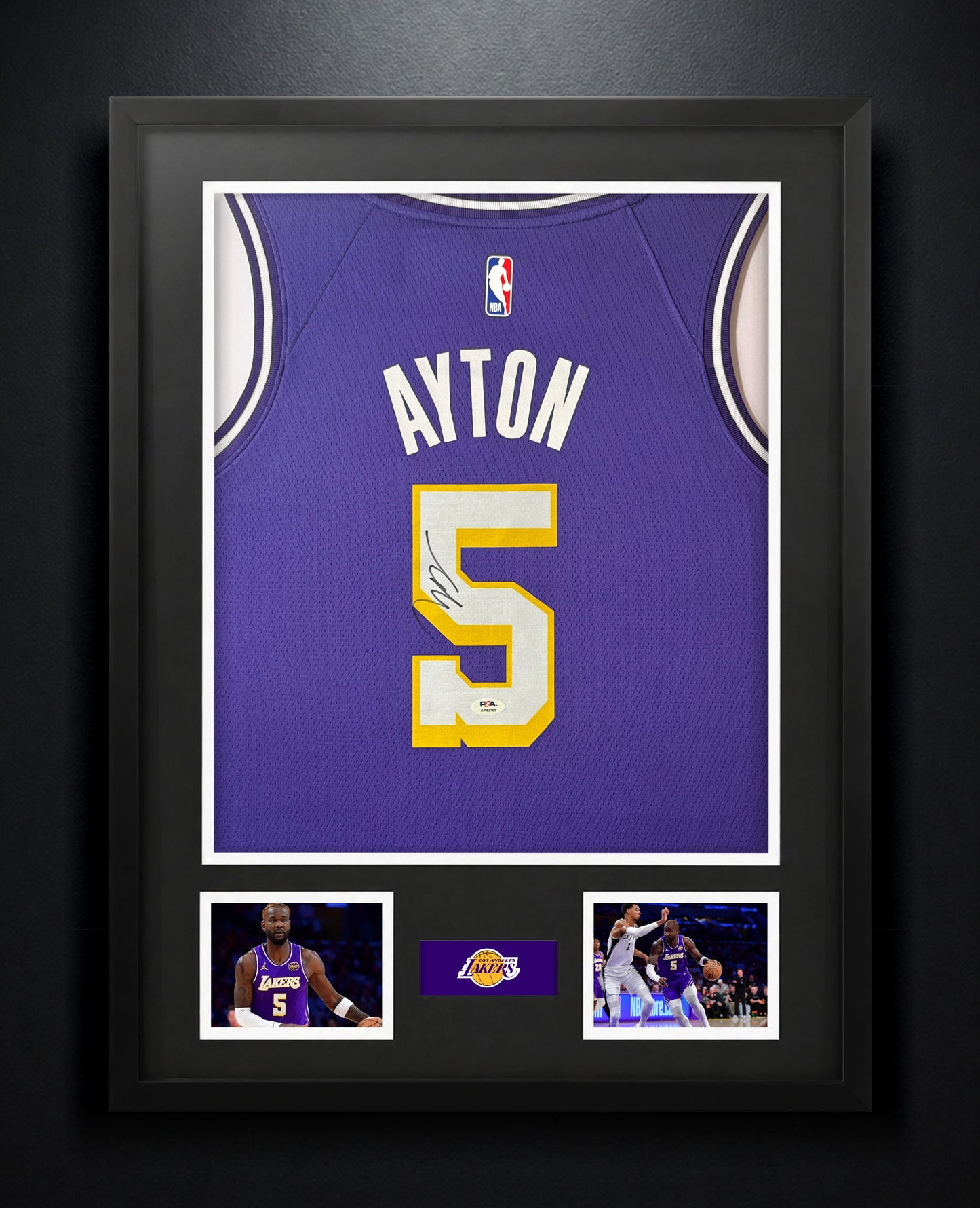 Deandre Ayton Signed Los Angeles Lakers Nike Jersey Framed PSA COA - Photo of frame