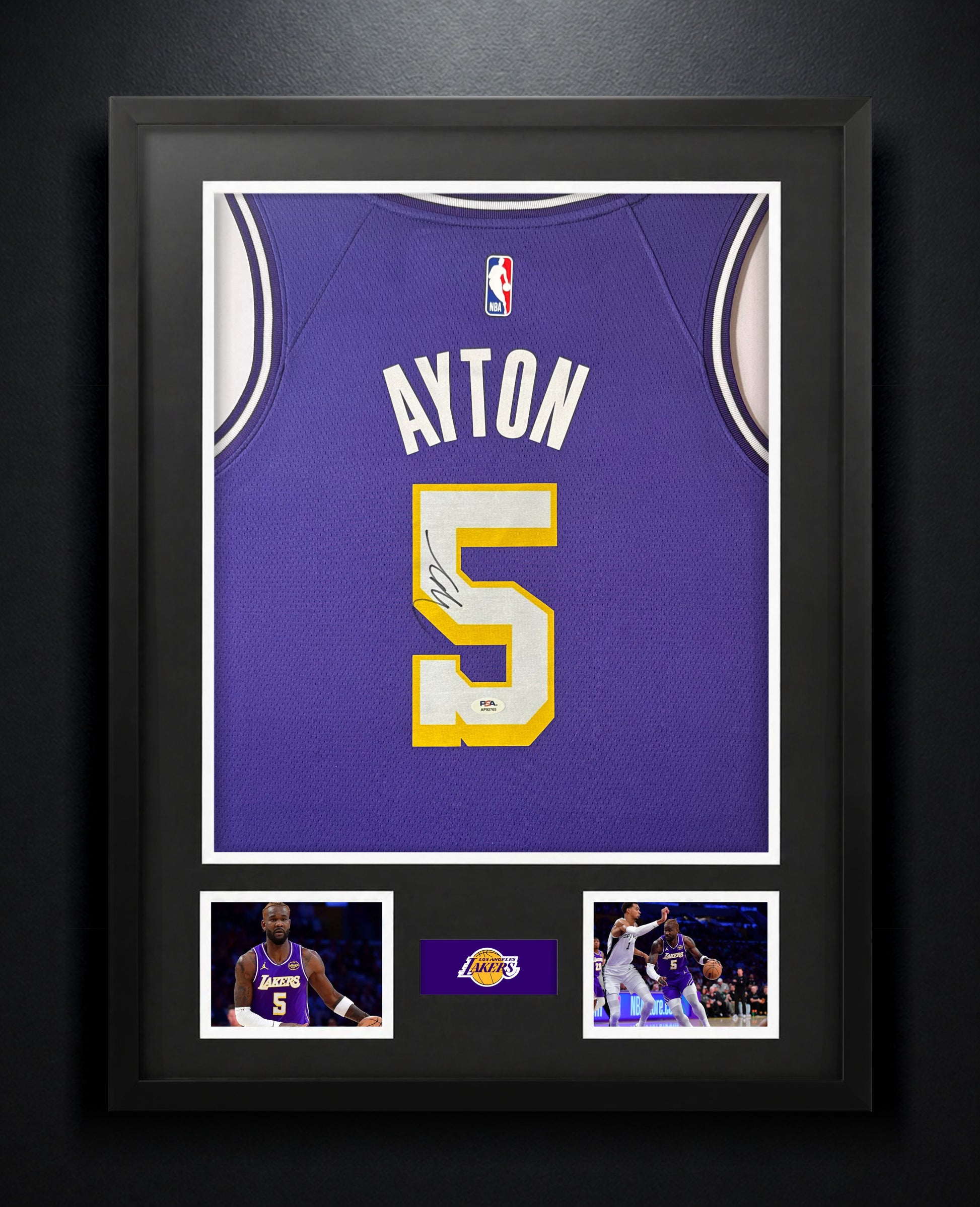 Deandre Ayton Signed Los Angeles Lakers Nike Jersey Framed PSA COA - Photo of frame