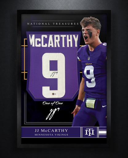 JJ McCarthy Signed Minnesota Vikings Jersey Framed Beckett COA - Photo of frame