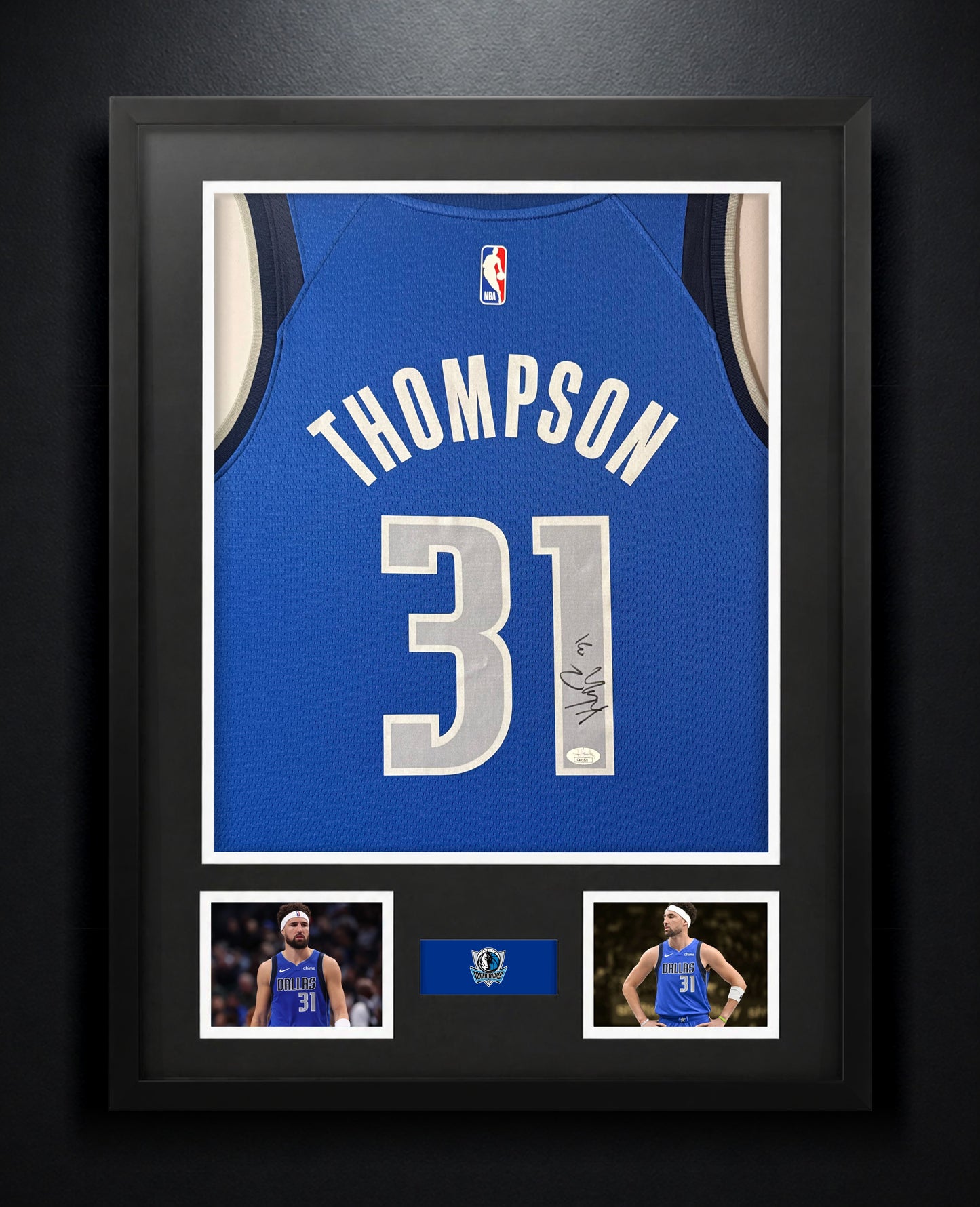 Klay Thompson Signed Dallas Mavericks Nike Jersey Framed JSA COA - Photo of frame
