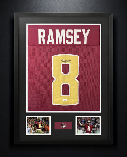 Jalen Ramsey Signed Florida State Seminoles Jersey Framed JSA COA - Photo of frame