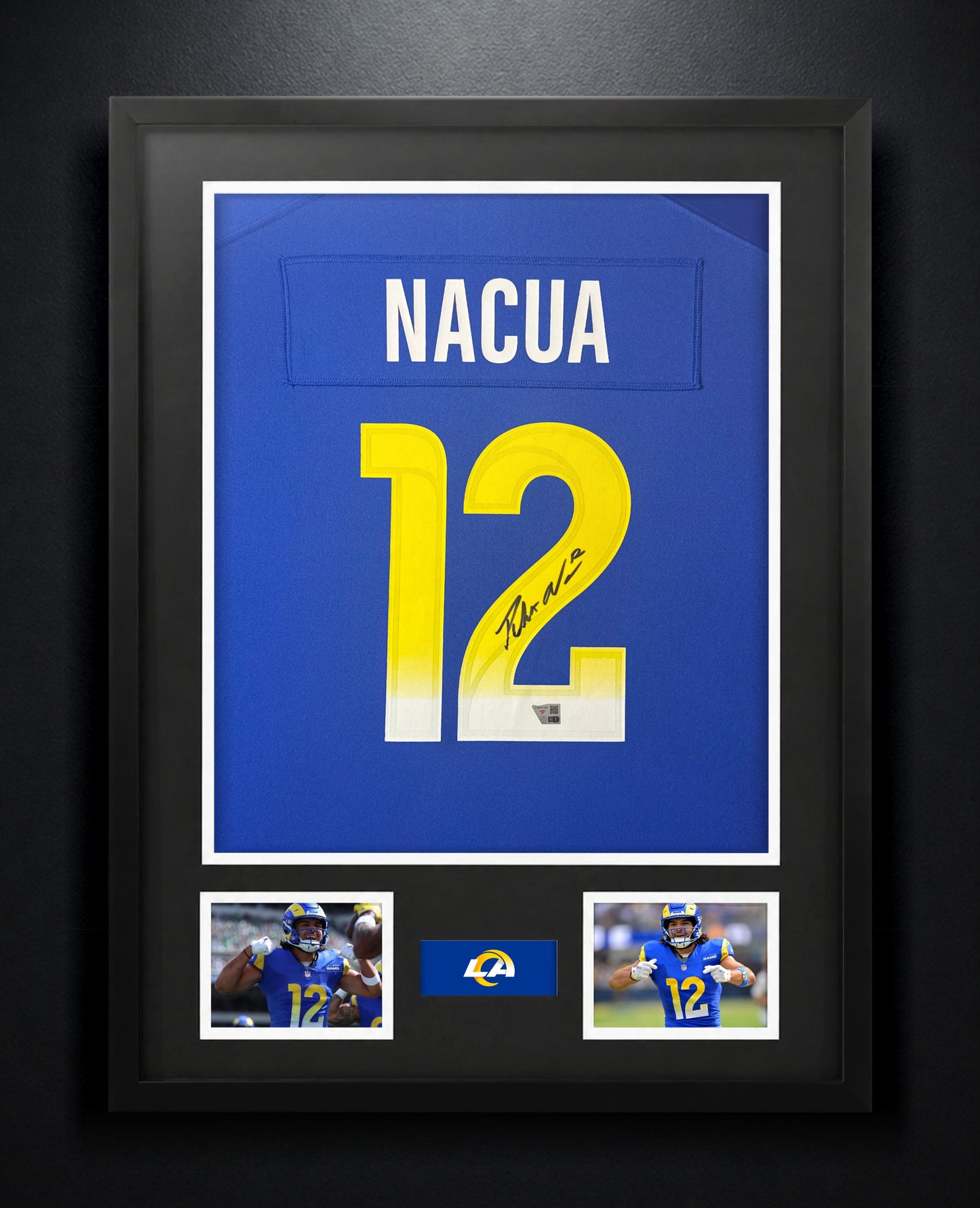 Puka Nacua Signed Los Angeles Rams Nike Jersey Framed Fanatics COA - Photo of frame