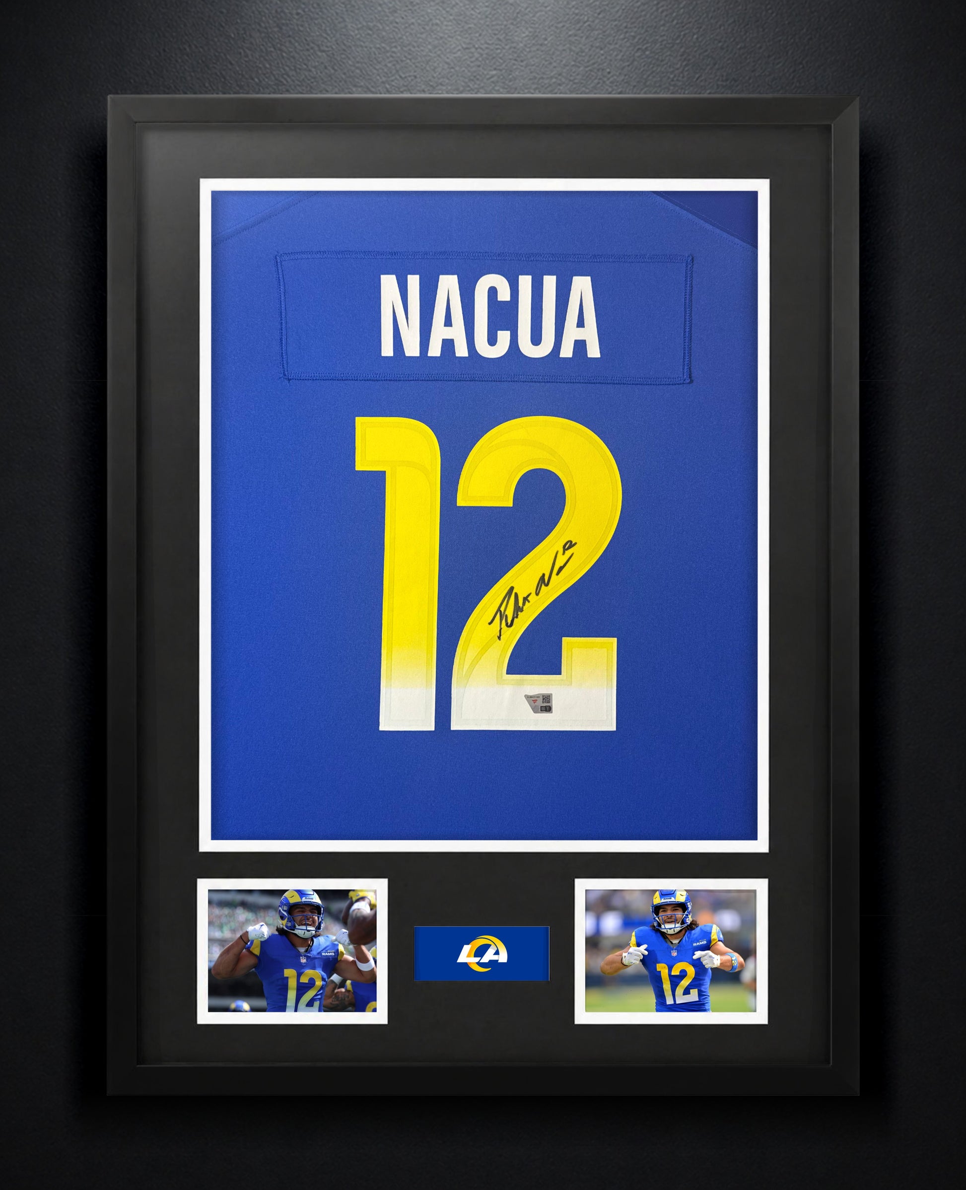 Puka Nacua Signed Los Angeles Rams Nike Jersey Framed Fanatics COA - Photo of frame