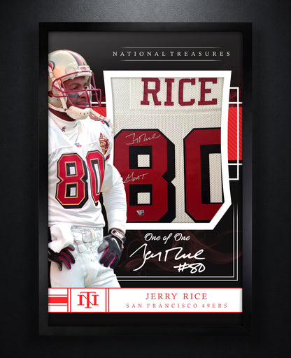 Jerry Rice Signed San Francisco 49ers Mitchell & Ness Jersey Framed Fanatics COA INSCRIBED - Photo of frame