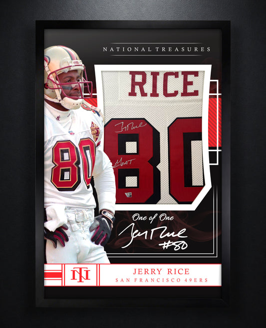 Jerry Rice Signed San Francisco 49ers Mitchell & Ness Jersey Framed Fanatics COA INSCRIBED - Photo of frame