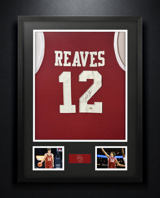 Austin Reaves Signed Oklahoma Sooners Jersey Framed PSA COA - Photo of frame