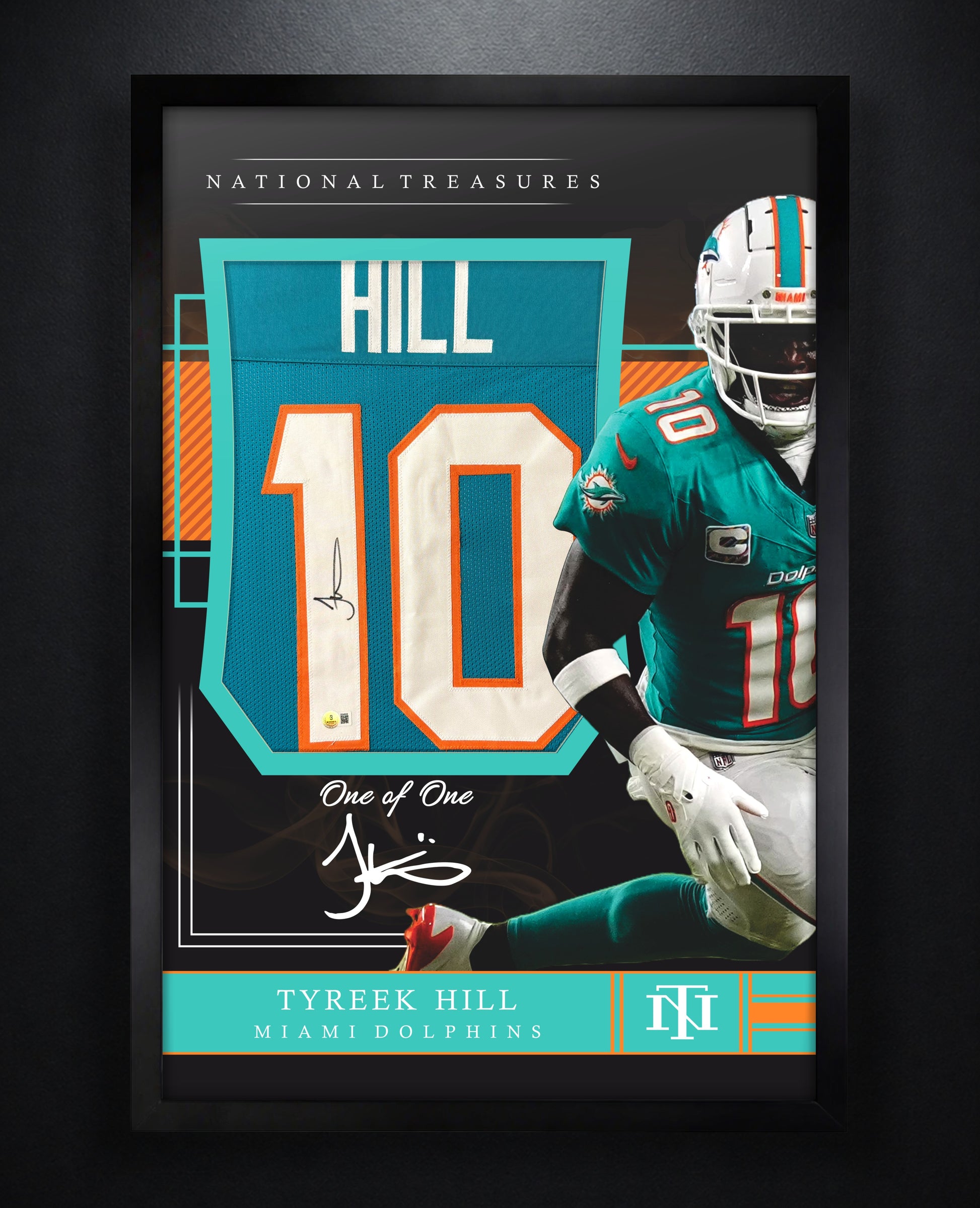 Tyreek Hill Signed Miami Dolphins Jersey Framed Beckett COA - Photo of frame