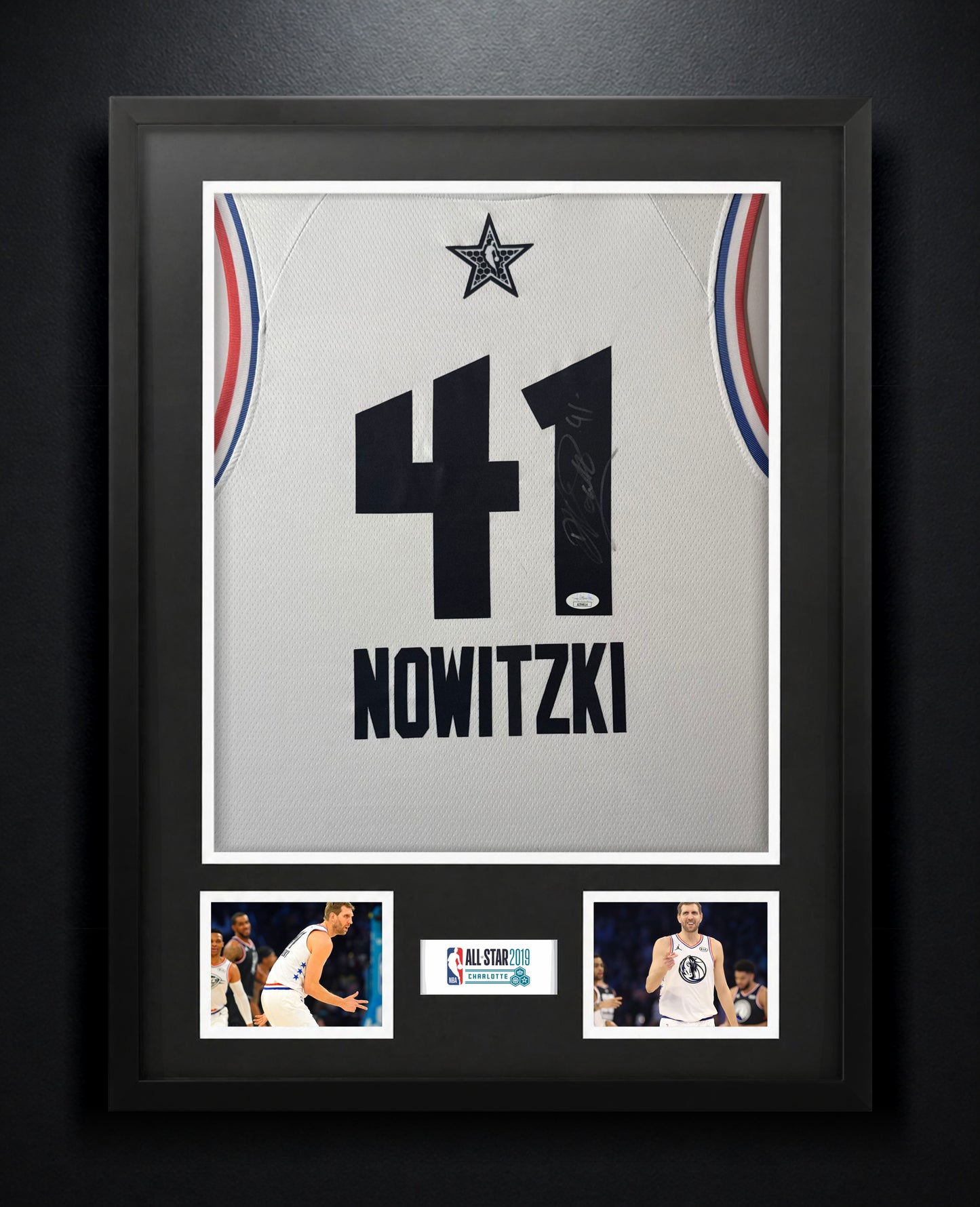 Dirk Nowitzki Signed All Star 2019 Nike Jersey Framed JSA COA - Photo of frame