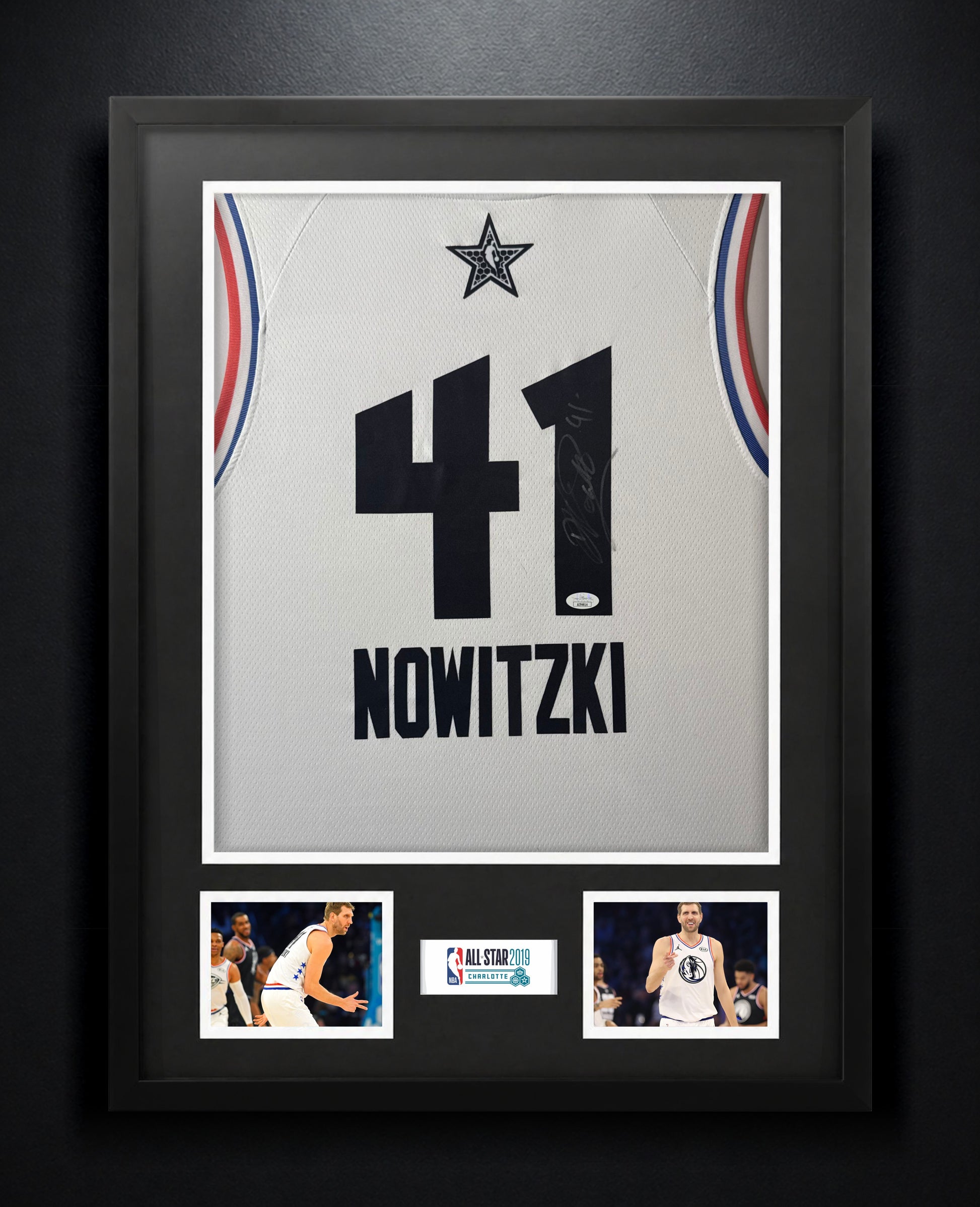Dirk Nowitzki Signed All Star 2019 Nike Jersey Framed JSA COA - Photo of frame