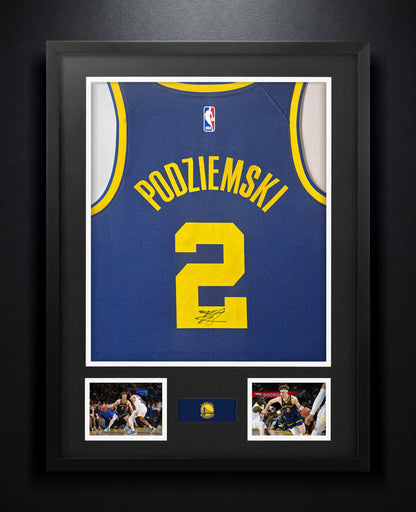 Brandin Podziemski Signed Golden State Warriors Nike Jersey Framed JSA COA - Photo of frame