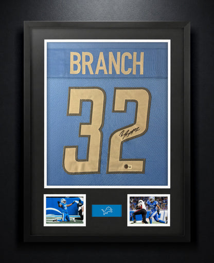 Brian Branch Signed Detroit Lions Jersey Framed Beckett COA - Photo of frame