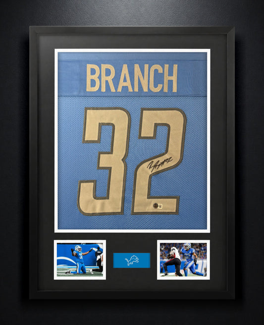Brian Branch Signed Detroit Lions Jersey Framed Beckett COA - Photo of frame