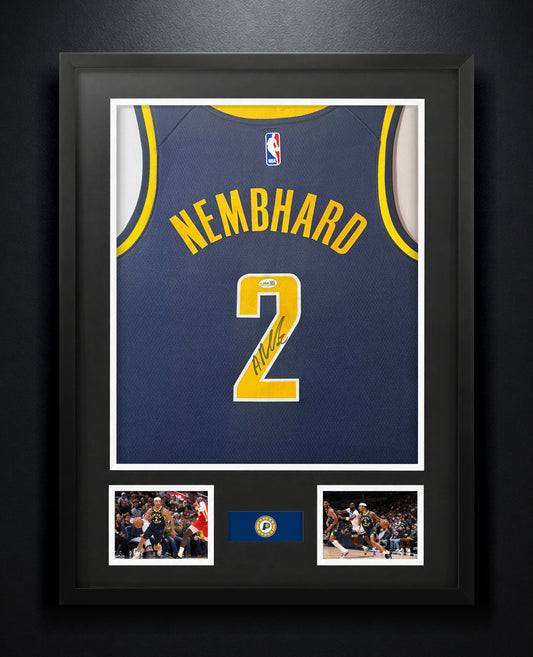 Andrew Nembhard Signed Indiana Pacers Nike Jersey Framed JSA COA - Photo of frame
