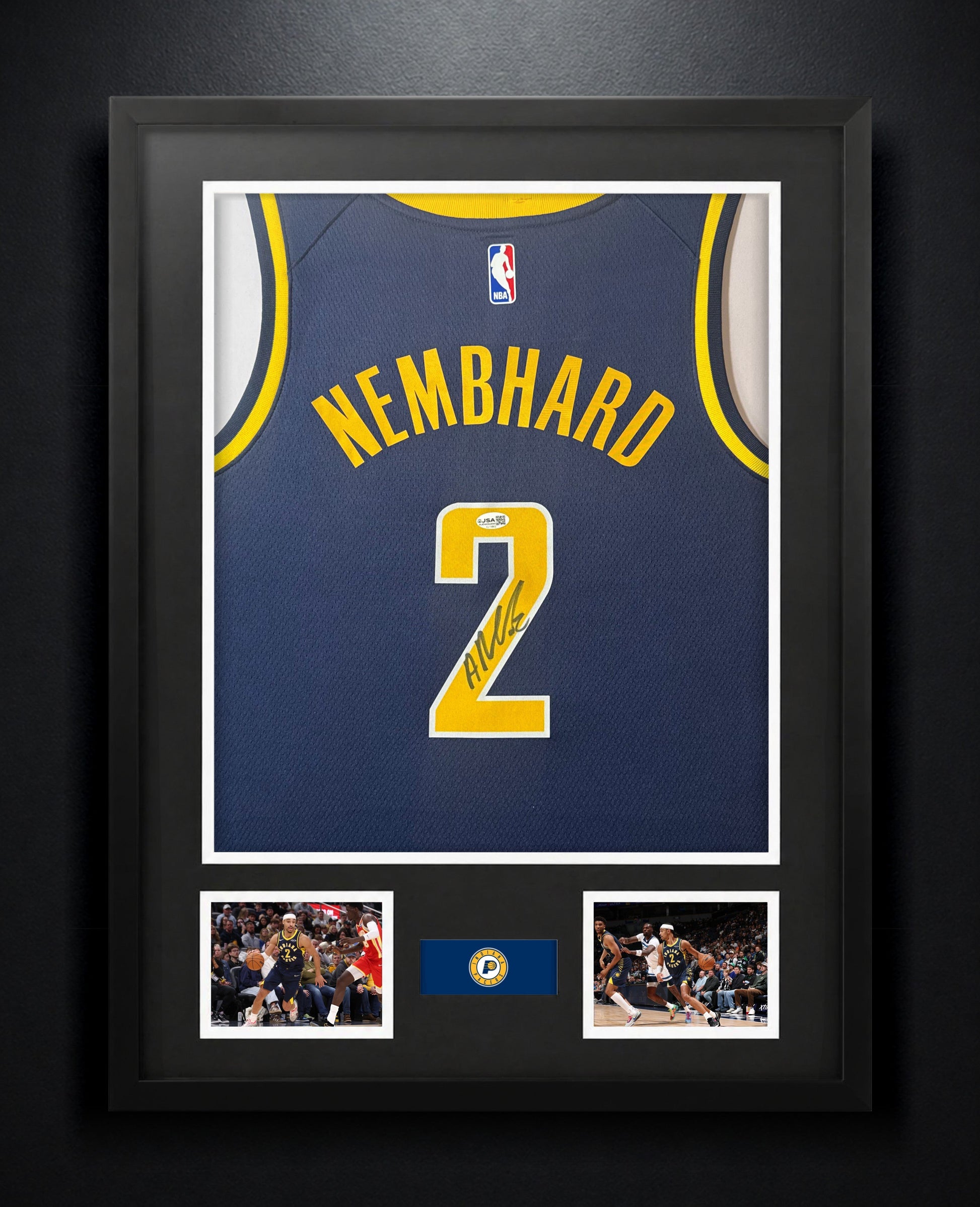 Andrew Nembhard Signed Indiana Pacers Nike Jersey Framed JSA COA - Photo of frame