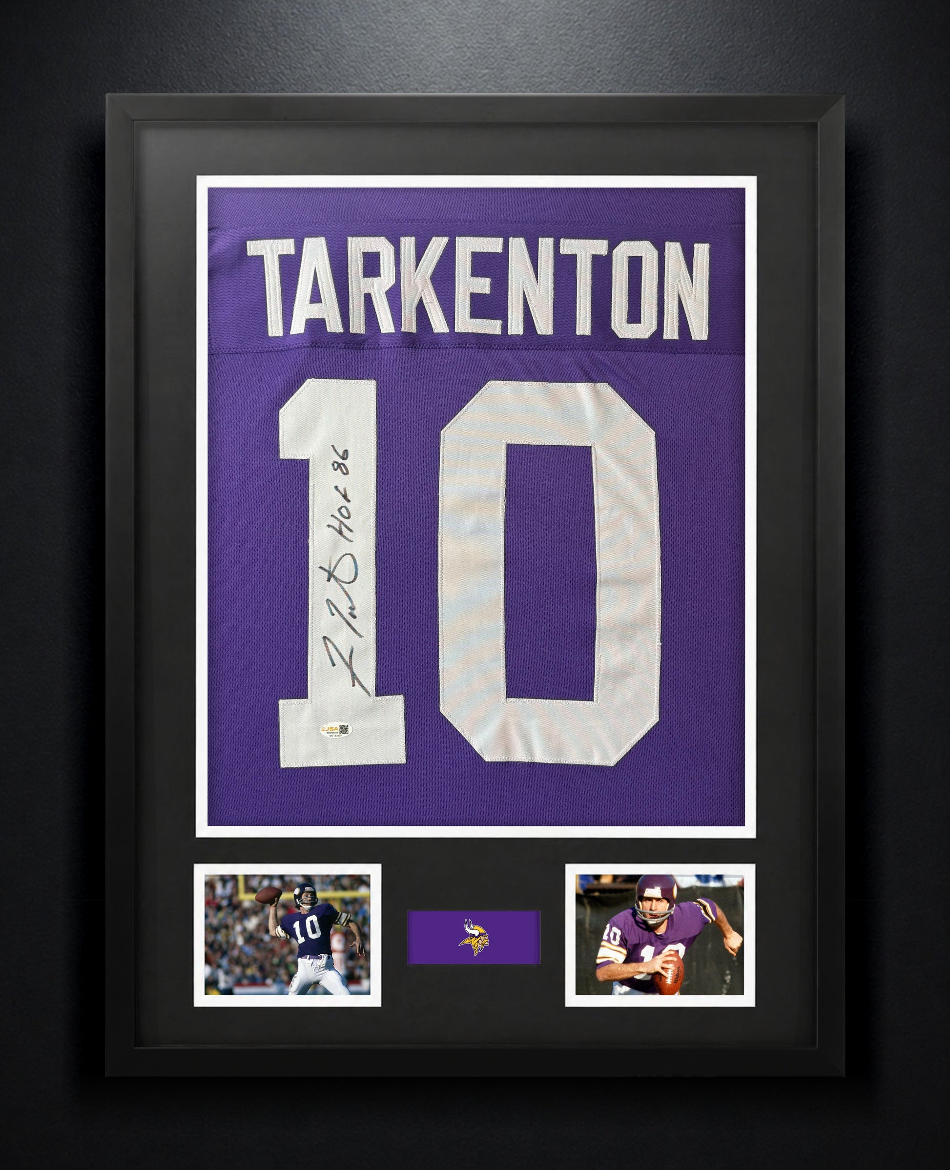Fran Tarkenton Signed Minnesota Vikings Jersey Framed JSA COA - Photo of frame