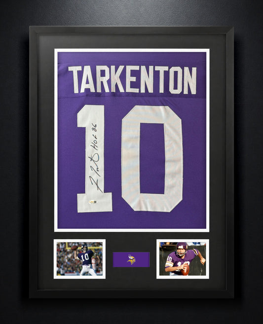 Fran Tarkenton Signed Minnesota Vikings Jersey Framed JSA COA - Photo of frame
