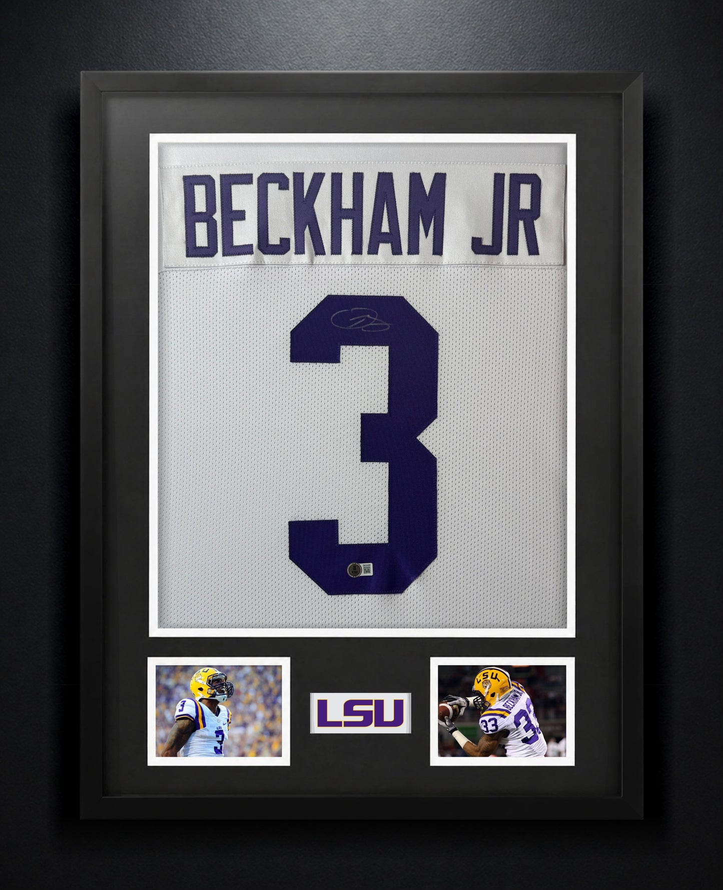 Odell Beckham Jr. Signed LSU Tigers Jersey Framed Beckett COA - Photo of frame