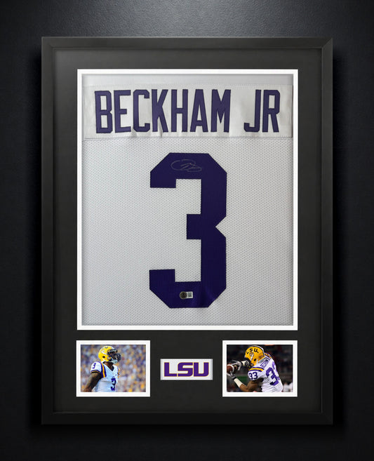 Odell Beckham Jr. Signed LSU Tigers Jersey Framed Beckett COA - Photo of frame
