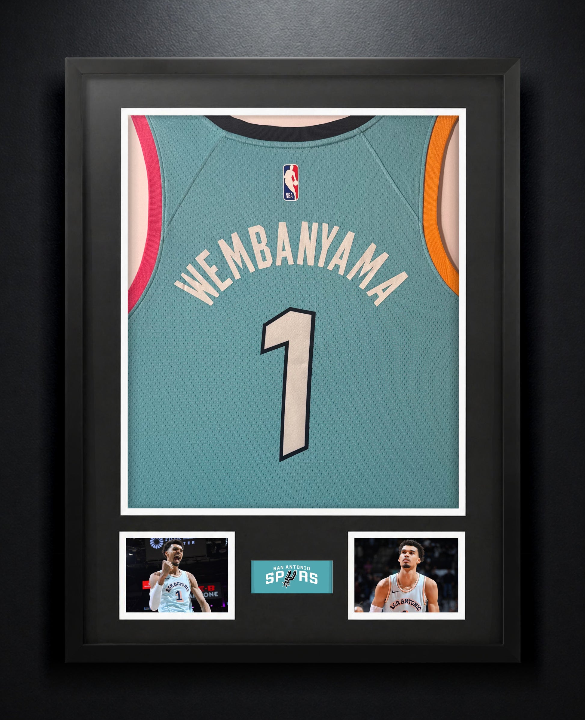 Victor Wembanyama Signed San Antonio Spurs Jersey Framed  COA - Close up of Number