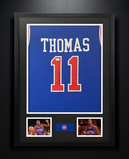 Isiah Thomas Signed Detroit Pistons Jersey Framed JSA COA - Photo of frame
