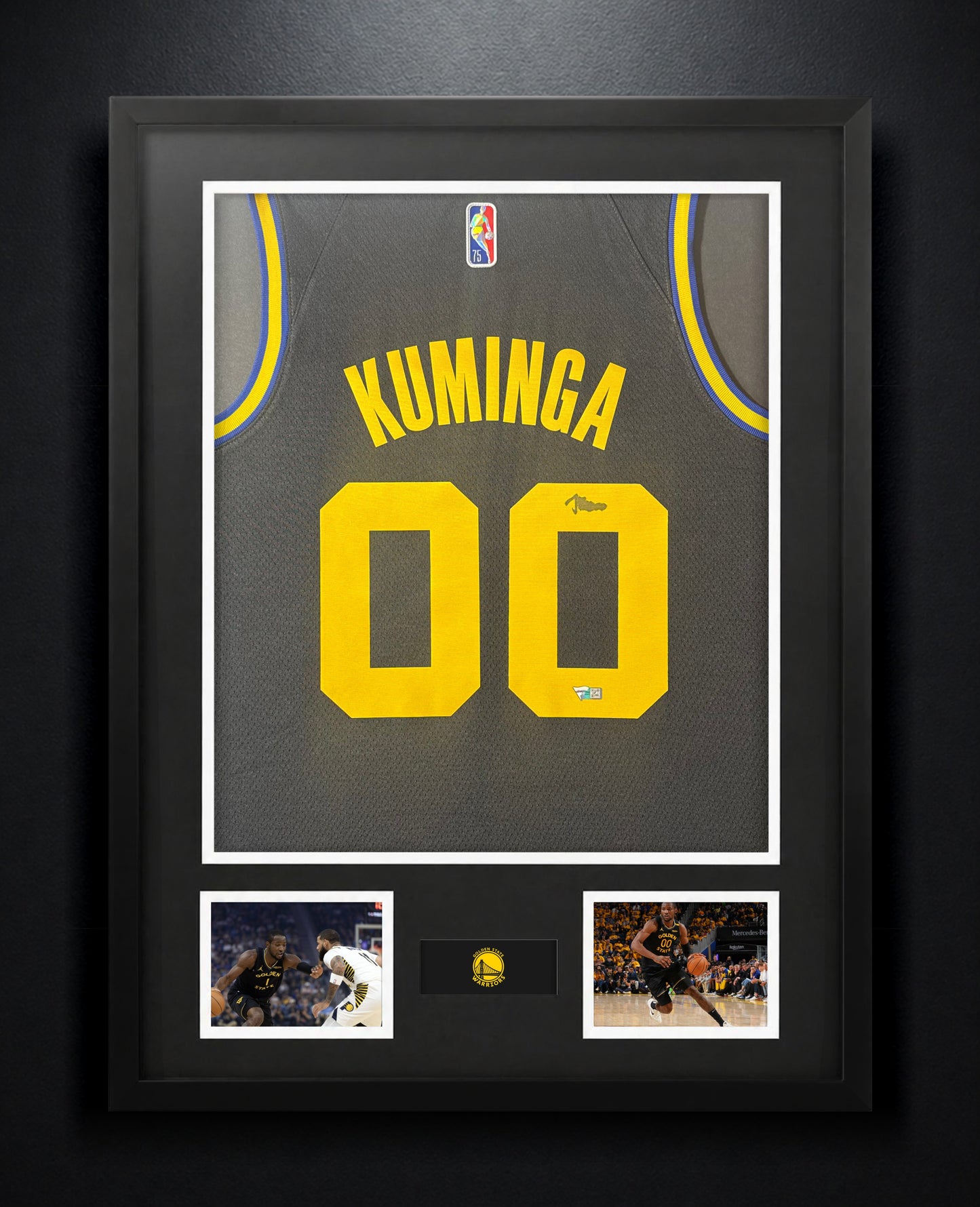 Jonathan Kuminga Signed Golden State Warriors Nike Jersey Framed Fanatics COA - Photo of frame