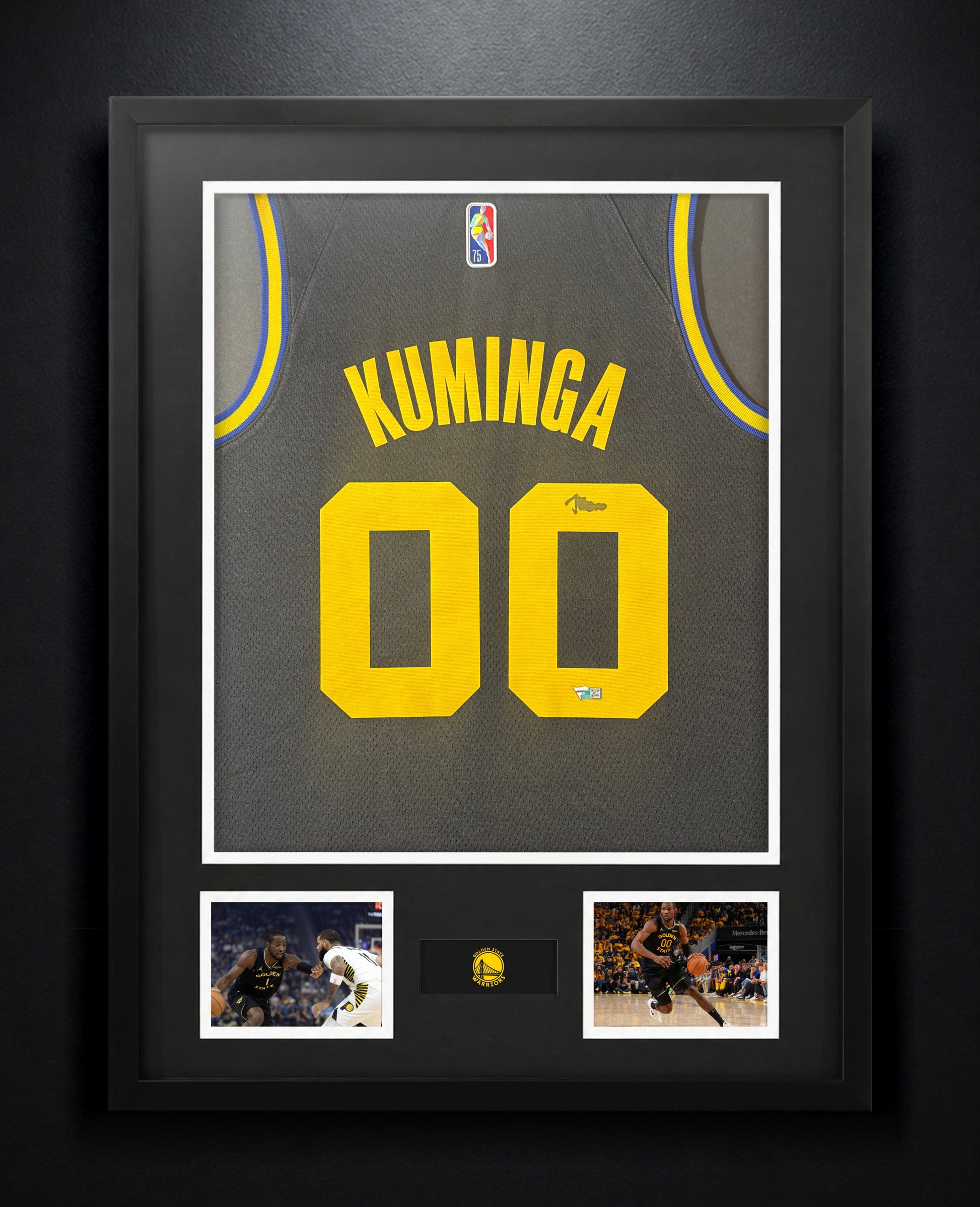 Jonathan Kuminga Signed Golden State Warriors Nike Jersey Framed Fanatics COA - Photo of frame