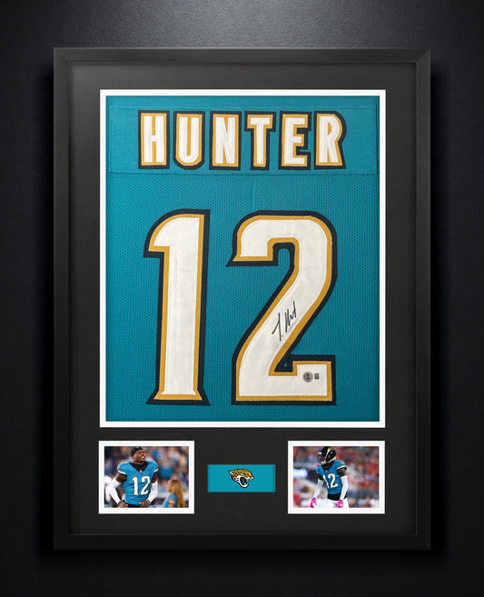 Travis Hunter Signed Jacksonville Jaguars Jersey Framed Beckett COA - Photo of frame