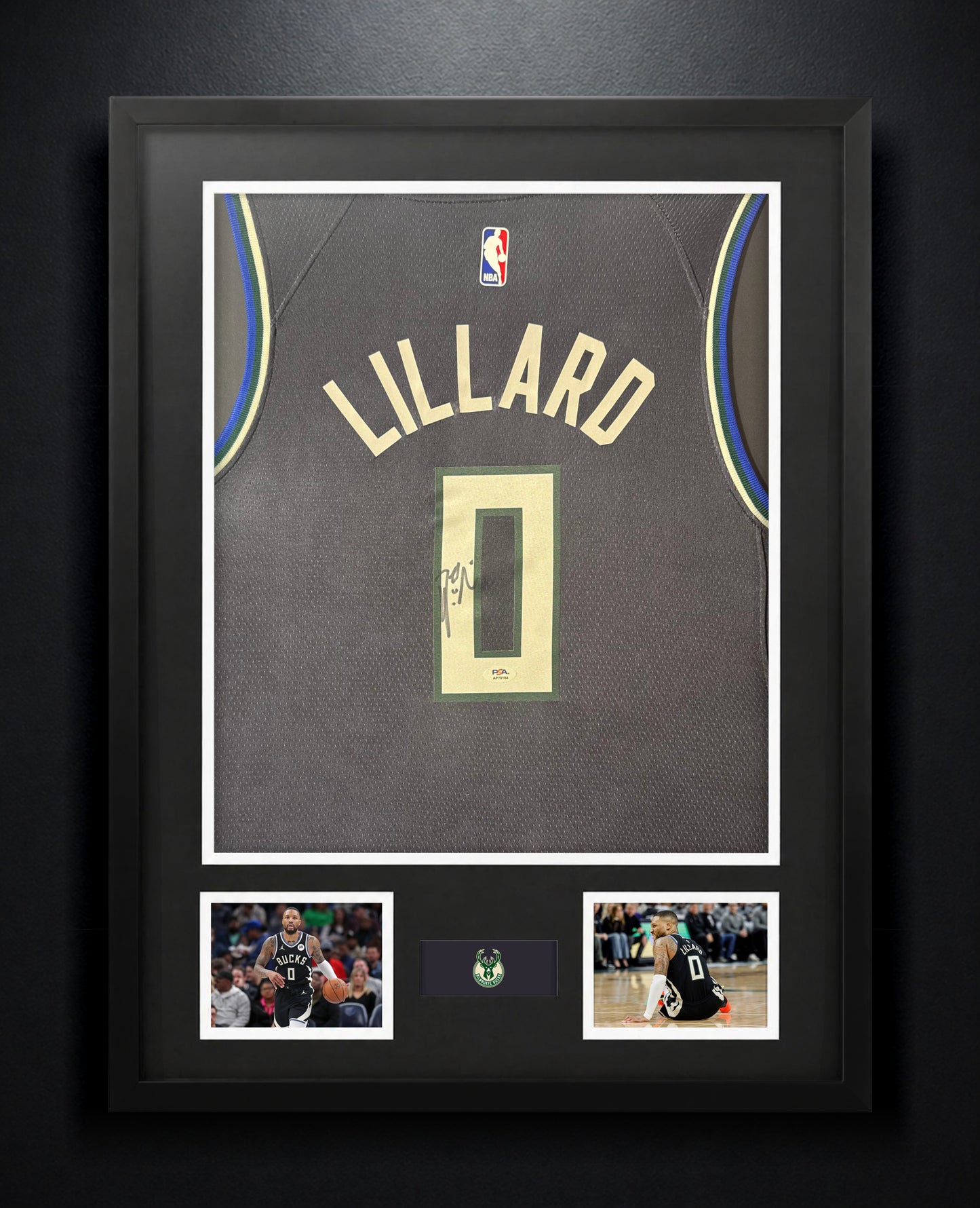 Damian Lillard Signed Milwaukee Bucks Nike Jersey Framed PSA COA - Photo of frame