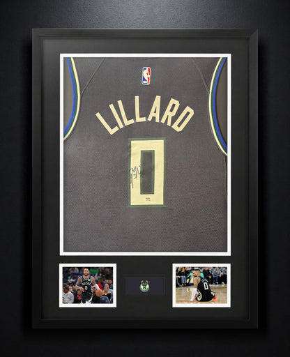 Damian Lillard Signed Milwaukee Bucks Nike Jersey Framed PSA COA - Photo of frame