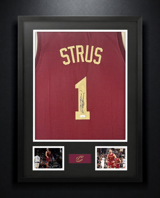 Max Strus Signed Cleveland Cavaliers Jersey Framed JSA COA - Photo of frame