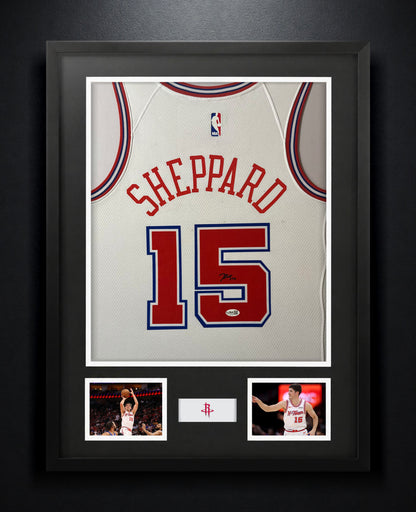 Reed Sheppard Signed Houston Rockets Nike Jersey Framed JSA COA - Photo of frame