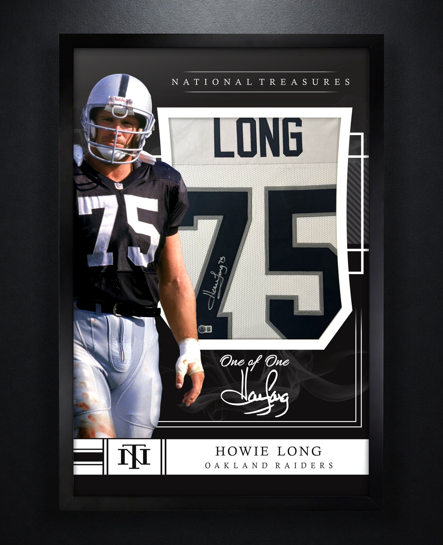 Howie Long Signed Oakland Raiders Jersey Framed Beckett COA - Photo of frame