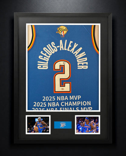 Shai Gilgeous-Alexander Signed Oklahoma City Thunder Nike Jersey Framed PSA COA - Photo of frame