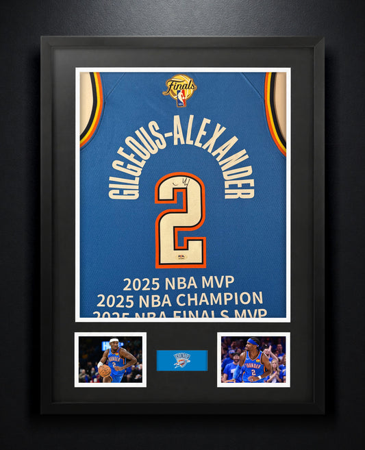 Shai Gilgeous-Alexander Signed Oklahoma City Thunder Nike Jersey Framed PSA COA - Photo of frame