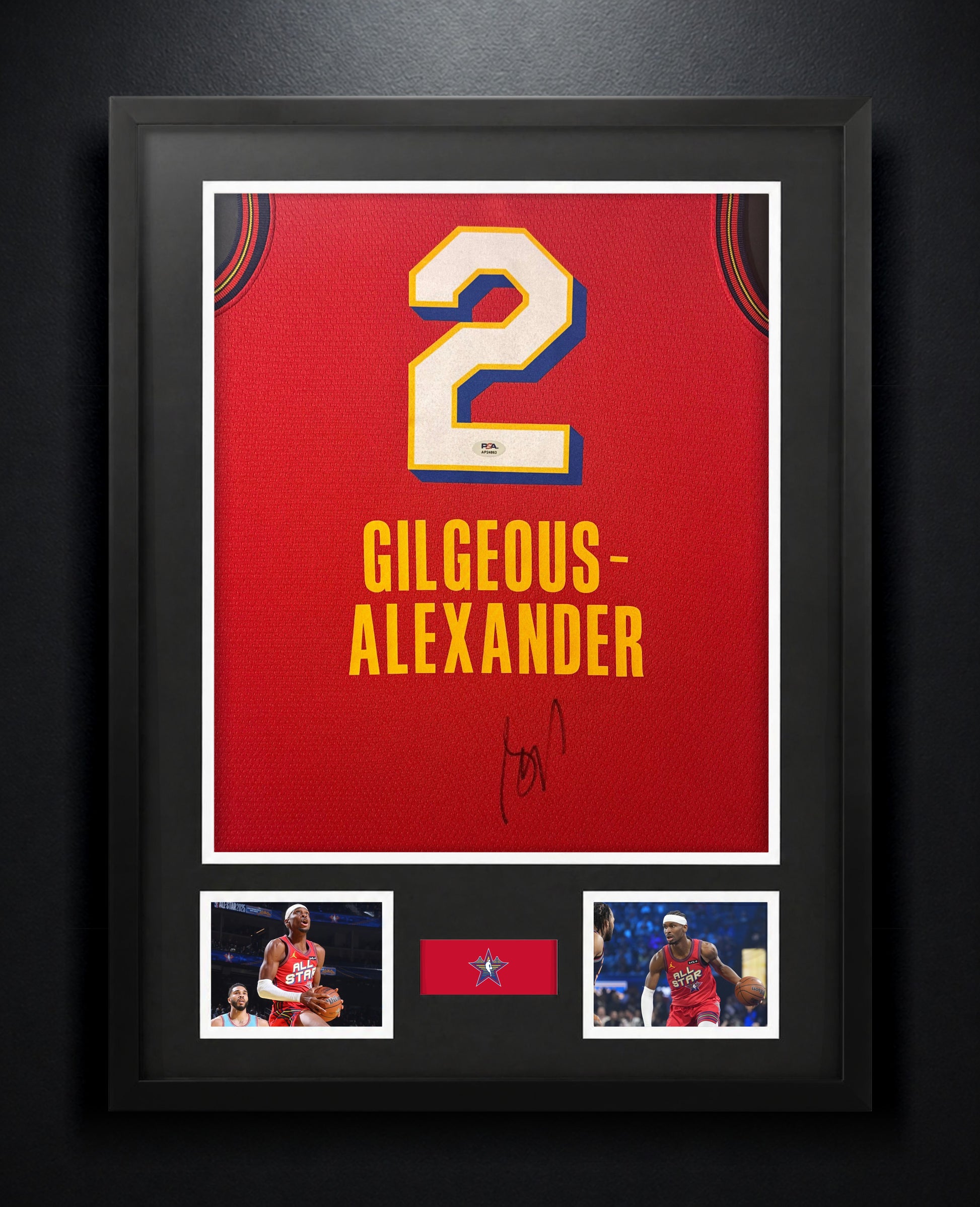 Shai Gilgeous-Alexander Signed 2025 NBA All-Star Nike Jersey Framed PSA COA - Photo of frame
