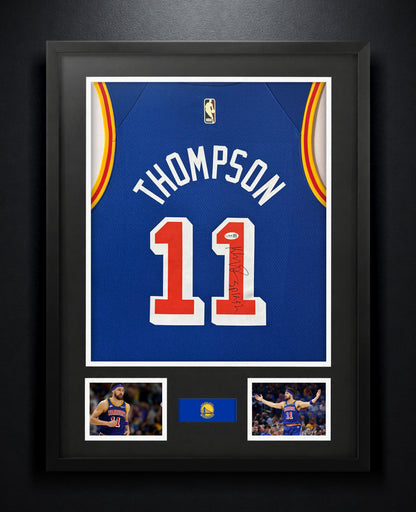 Klay Thompson Signed Golden State Warriors Nike Jersey Framed JSA COA INSCRIBED - Photo of frame